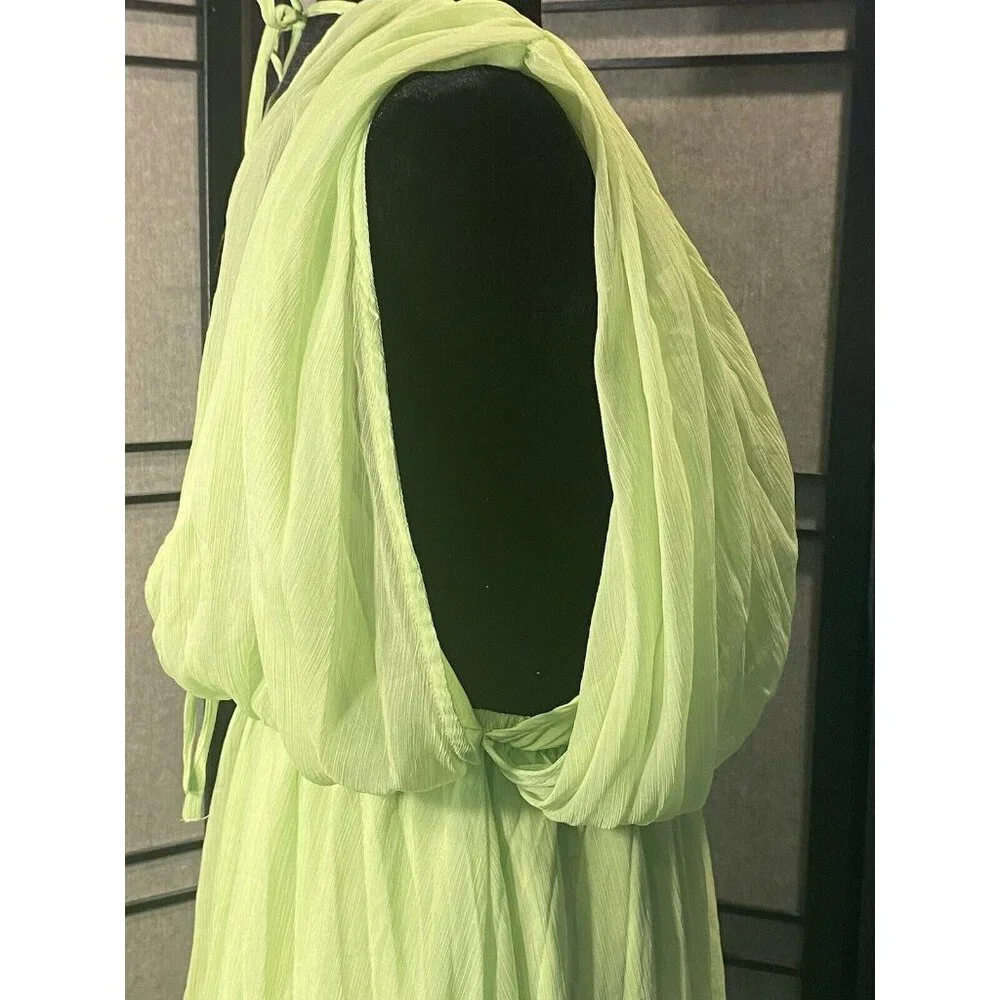 ASOS Design Gladiator Lime Green Sundress Size 4 Midi Flowing Get Noticed! - Picture 3 of 11